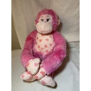 Build A Bear Pink Monkey Plush Hearts Stuffed Animal Hugs For You Valentine